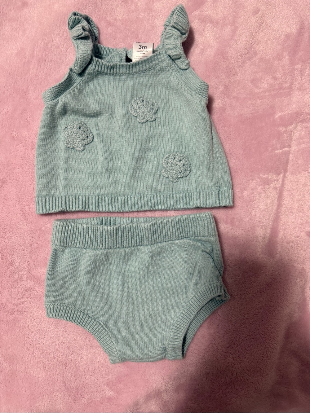 Baby Knit Tank Top & Bloomers Set - Light Aqua